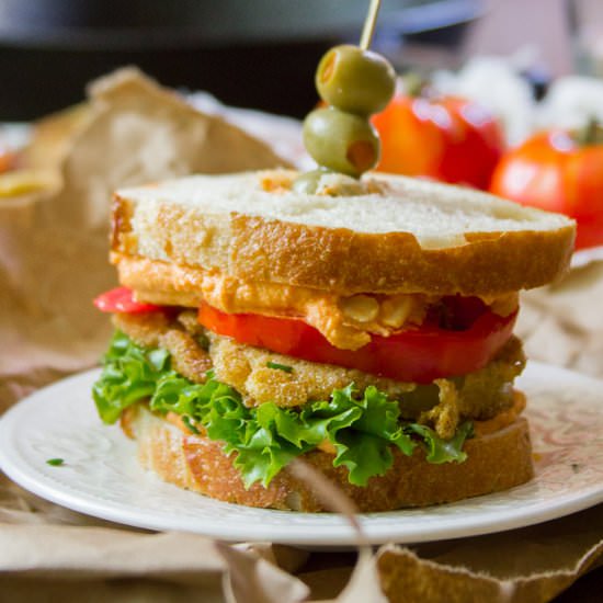 Vegan Fried Green Tomato Sandwiches - Recipe photo by Connoisseurus Veg
