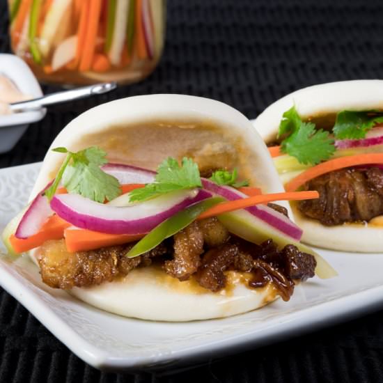 Steamed Bao with Glazed Pork Belly - Recipe photo by For the Love of Cooking