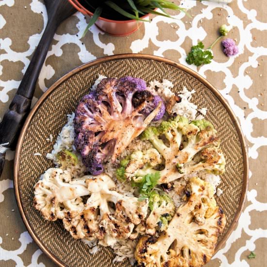 Grilled Sesame Ginger Caulifower - Recipe photo by greenschemetv