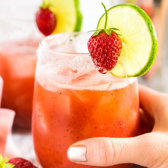 Roasted Strawberry Margarita - Recipe photo by Burrata and Bubbles