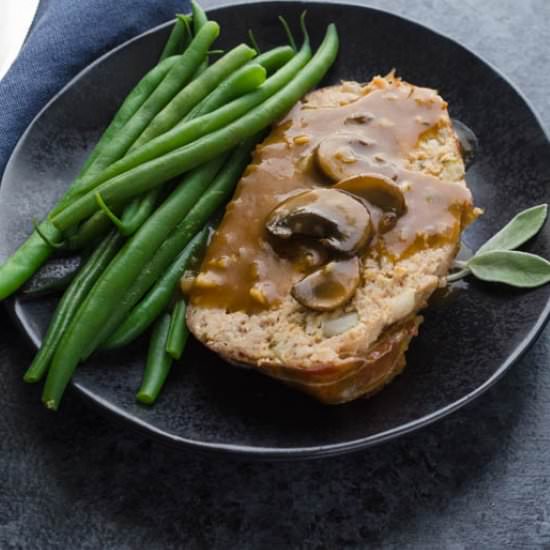 Meatloaf with Mushroom Gravy - Recipe photo by garlic and zest