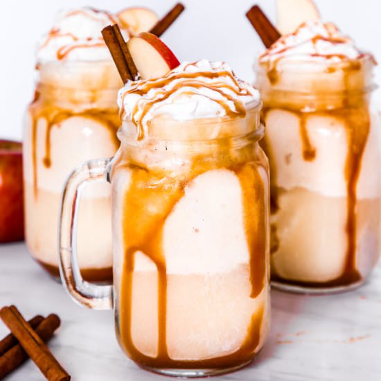 Salted Caramel Apple Cider Floats - Recipe photo by Domestically Blissful