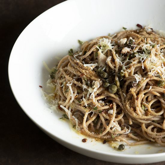 Sardines, Walnuts & Capers Pasta - Recipe photo by GarlicGirl