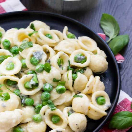 Orecchiette with Peas & Gorgonzola - Recipe photo by foodandjourneys