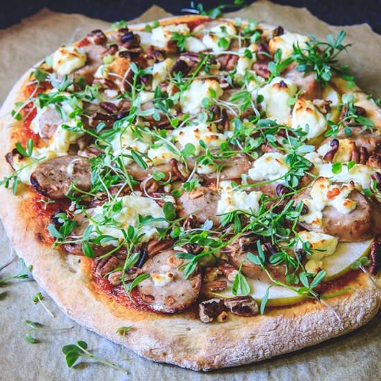 Gourmet Sausage, Goat Cheese Pizza - Recipe photo by TheKitchenWhisperer