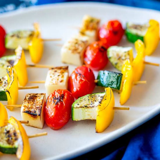 Greek Halloumi & Vegetable Kebabs - Recipe photo by sprinkles and sprouts