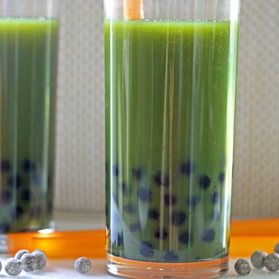 Healthy Green Juice Bubble Tea - Recipe photo by flaxseedsandfairytales