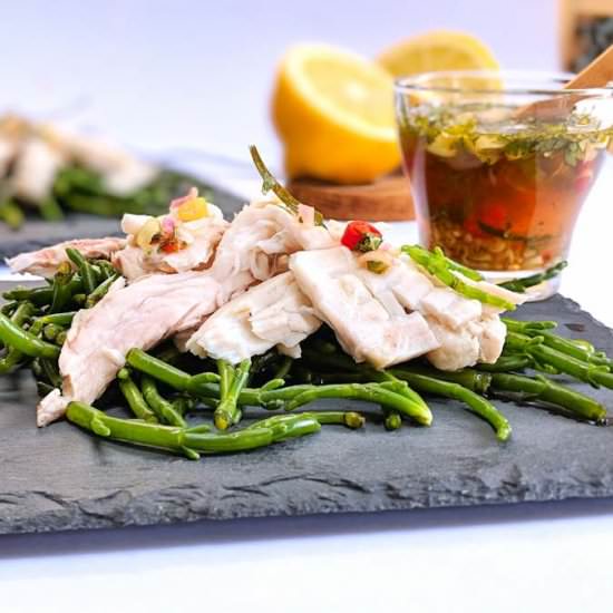 Lemongrass samphire fish salad - Recipe photo by Cuisine Fiend