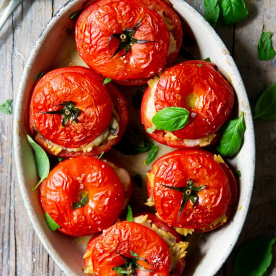 Baked Orzo Stuffed Tomatoes - Recipe photo by Inside the rustic kitchen