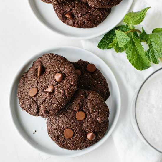 Mint Double Chocolate Chip Cookies - Recipe photo by Downshiftology
