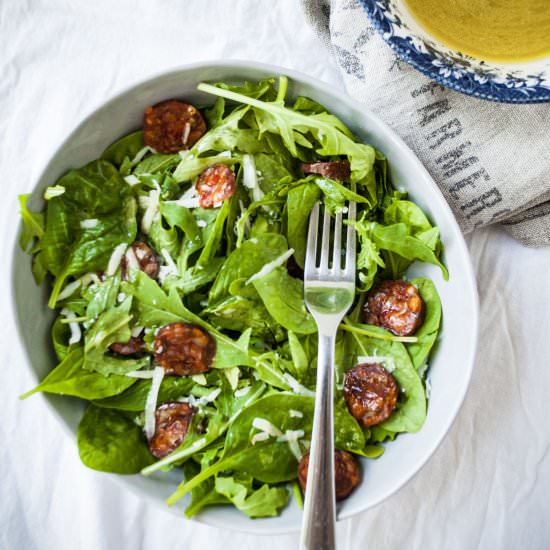 Zesty Spinach Salad with Chorizo - Recipe photo by PenelopeCooks