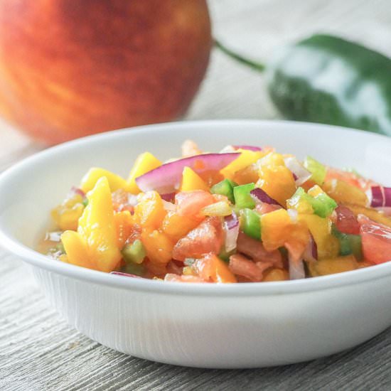 Fresh Mango Peach Salsa - Recipe photo by Mondayismeatloaf