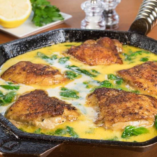 Creamy Lemon Butter Chicken Thighs - Recipe photo by For the Love of Cooking