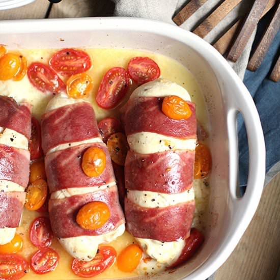 Turkey Bacon Wrapped Chicken Breast - Recipe photo by suebeehomemaker