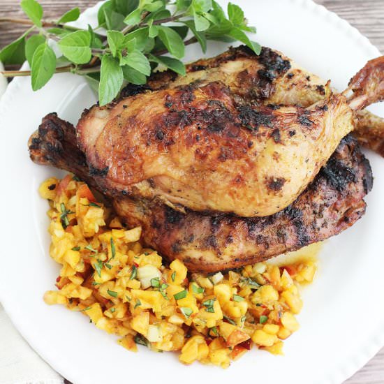 BBQ Chicken with Peach Salsa - Recipe photo by Adventures of a Sick Chick