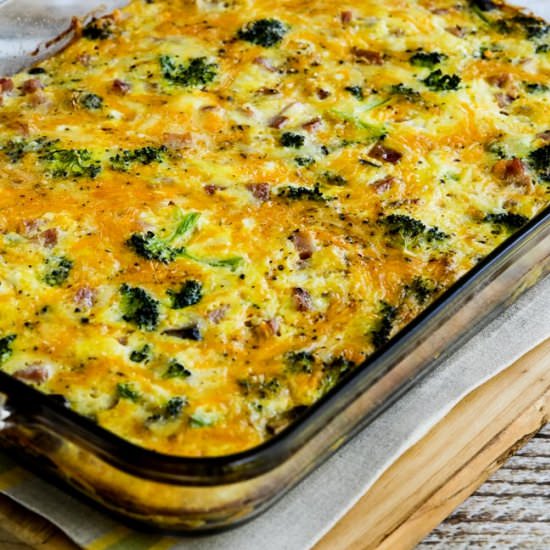 Broccoli, Mushrooms, Ham, Eggs - Recipe photo by kalynskitchen