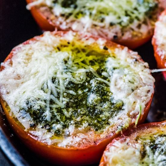 Pesto Stuffed Roasted Tomatoes - Recipe photo by The Endless Meal