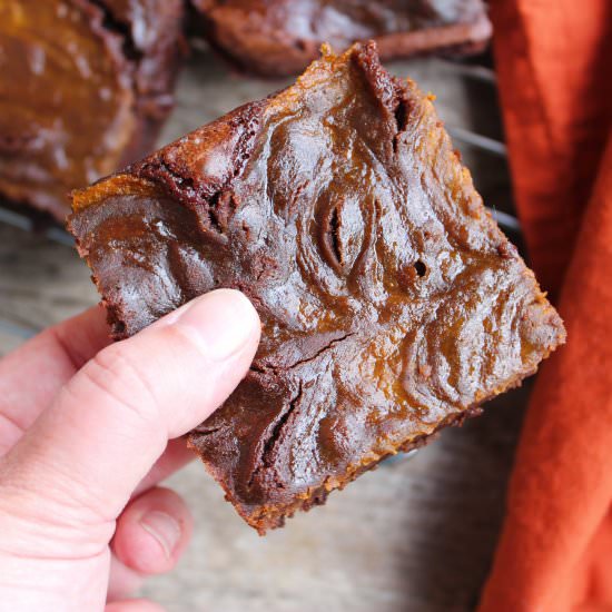 Pumpkin Swirl Brownies - Recipe photo by thespeedyspatula