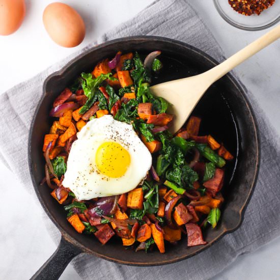 Kale, Bacon, & Sweet Potato Hash - Recipe photo by spinach4breakfast