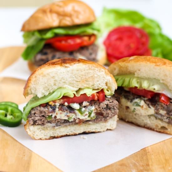 Jalapeno Popper Stuffed Sliders - Recipe photo by Homemade Nutrition
