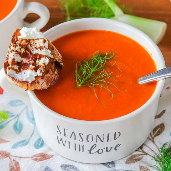 Red Pepper, Tomato & Fennel Soup - Recipe photo by Girl Heart Food