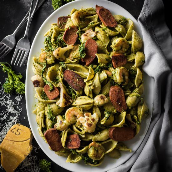 Veggie Sausage & Shrimp Conchiglie - Recipe photo by My Digital Kitchen