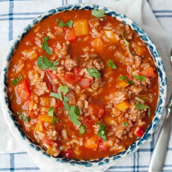 Stuffed Pepper Soup - Recipe photo by MamaGourmand
