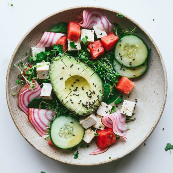 Tofu avocado salad - Recipe photo by TheLittlePlantation