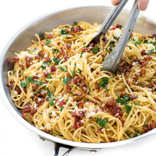 20 Minute Pasta Carbonara - Recipe photo by ChefSavvy