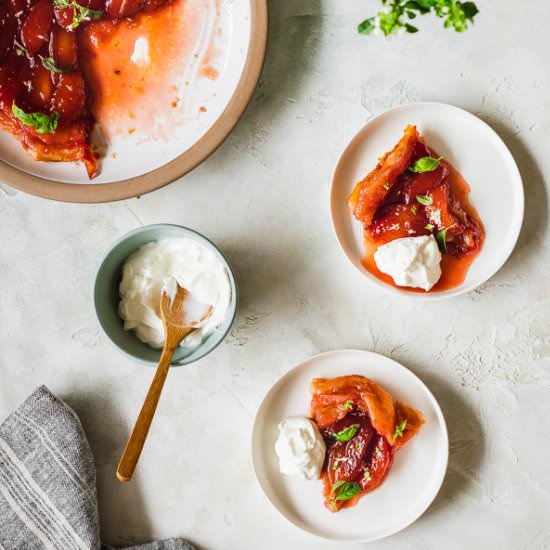 Plum & Basil Tarte Tatin - Recipe photo by lepetitchefsb