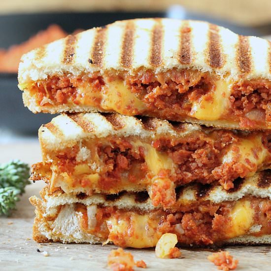 GROUND CHOURICO GRILLED CHEESE - Recipe photo by In Good Flavor
