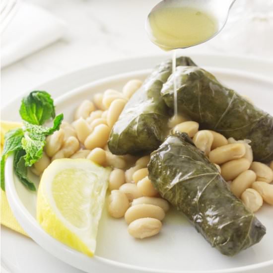 Greek dolmades with beans - Recipe photo by Savorthebest