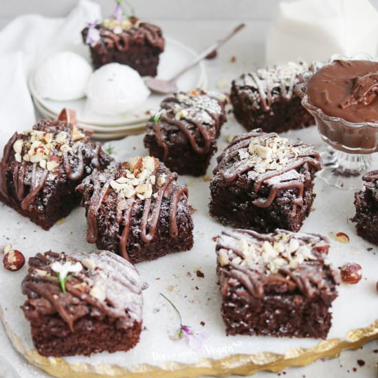 Vegan Nutella Brownies - Recipe photo by The Little Blog of Vegan