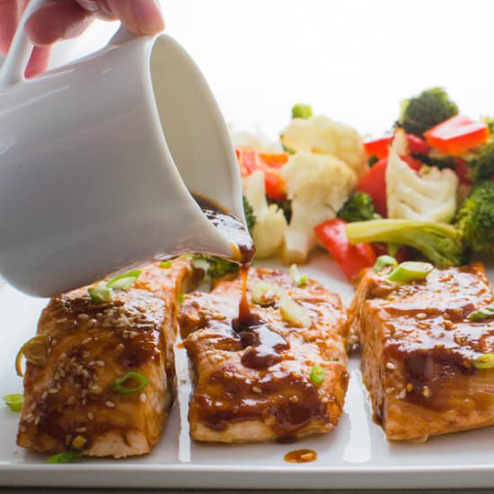 Hoisin-Maple Asian Glazed Salmon - Recipe photo by garlic and zest