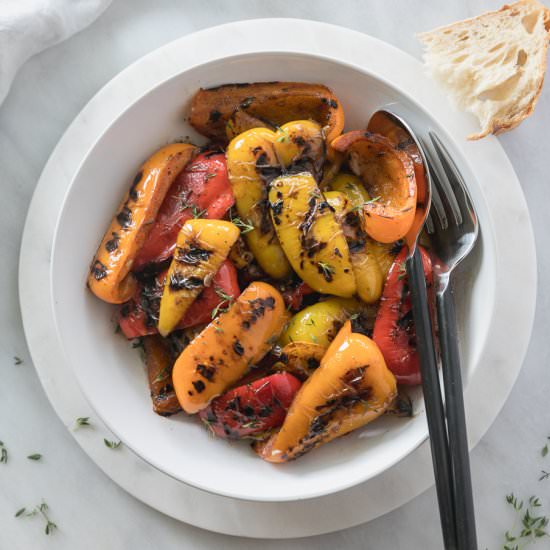 Balsamic Thyme Grilled Peppers - Recipe photo by Spices in my DNA