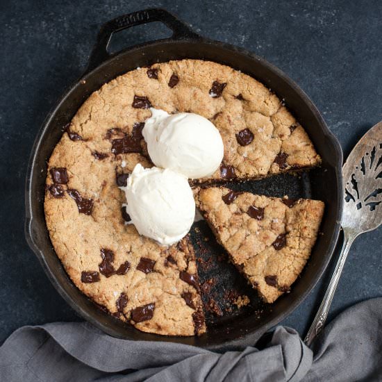 Easy Grain-free Skillet Cookie - Recipe photo by acalculatedwhisk