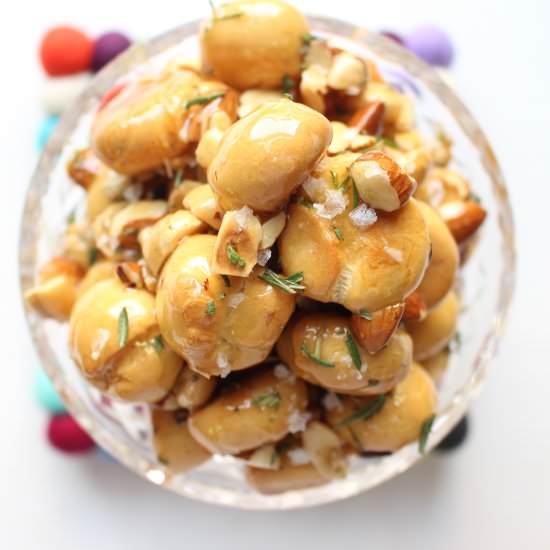 Salted honey and rosemary teiglach - Recipe photo by meandthemoose