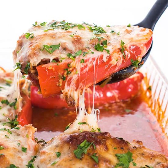 Sausage Pizza Stuffed Peppers - Recipe photo by thelemonbowl