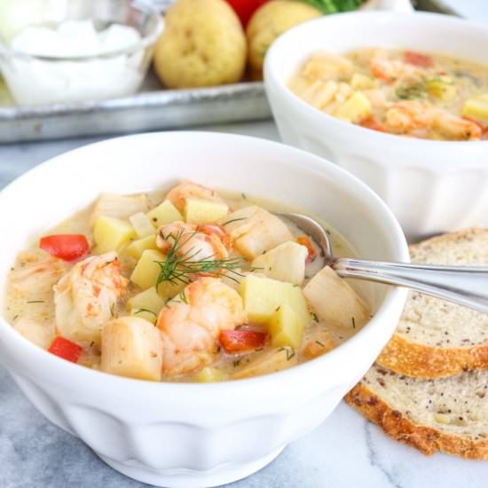 Scallop & Shrimp Soup - Recipe photo by The Nutrition Adventure