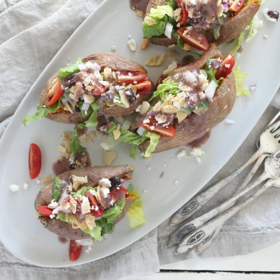 Greek Salad Stuffed Sweet Potatoes - Recipe photo by jennyrawn