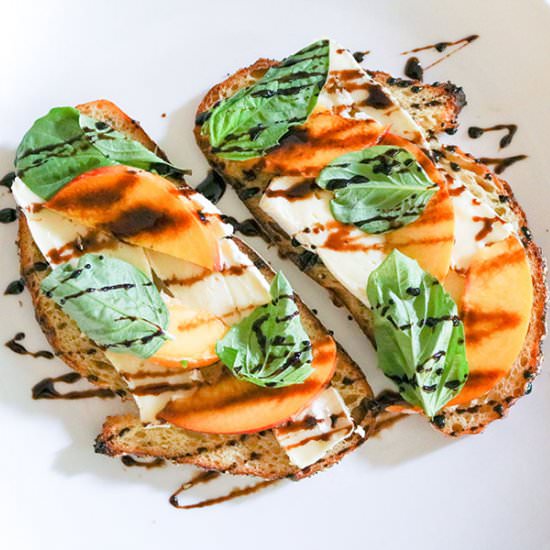 Camembert & Peach Toast w/ Balsamic - Recipe photo by NOMasteKitchen