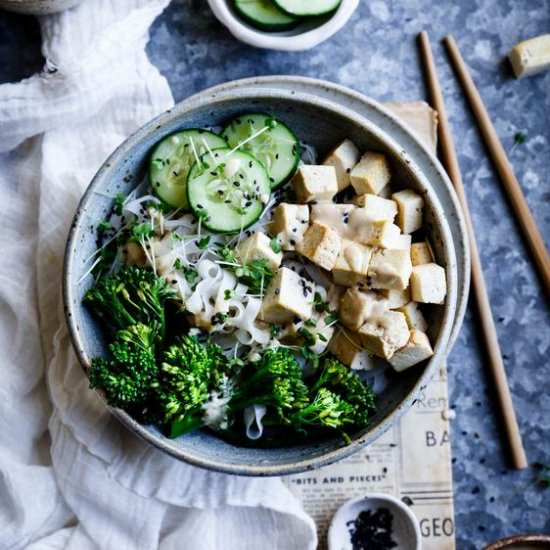Easy tofu satay bowl - Recipe photo by TheLittlePlantation