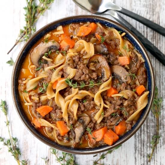 Beef Burgundy Mushroom Soup - Recipe photo by mantitlement