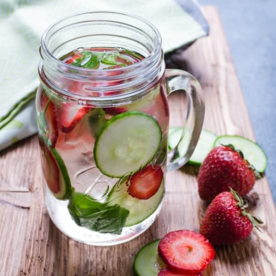Strawberry Cucumber Basil Water - Recipe photo by garlic and zest