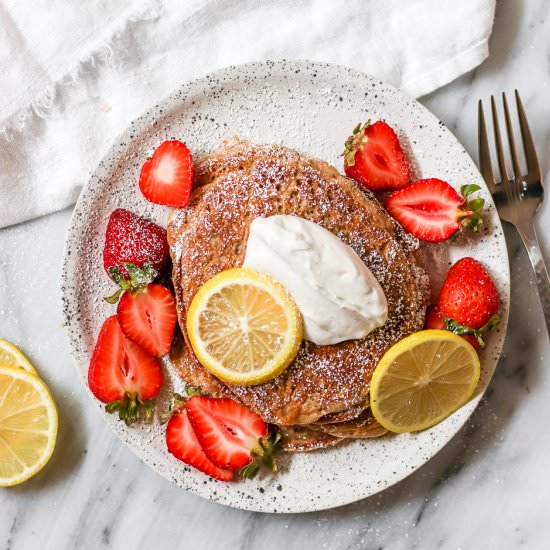 Vegan Lemon Spelt Pancakes - Recipe photo by ShortGirlTallOrder