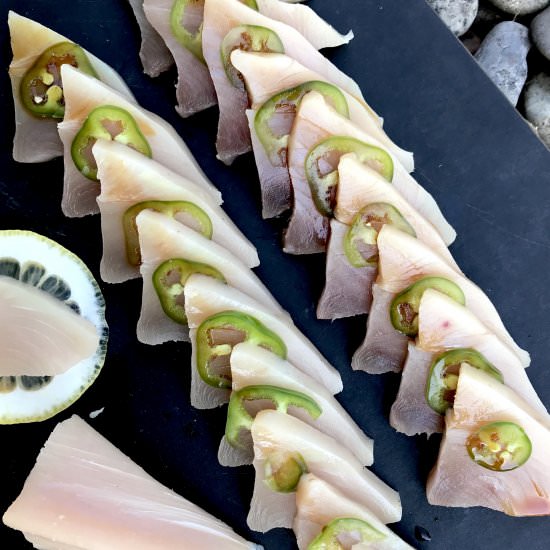 Albacore Sashimi w/Jalapeño - Recipe photo by proportionalplate
