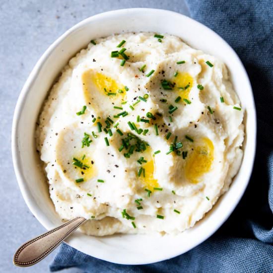 The Best Mashed Cauliflower - Recipe photo by the wholesome recipe box