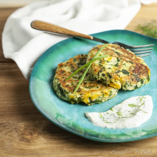 Spinach and Cheddar Potato Cakes - Recipe photo by Compelled To Cook