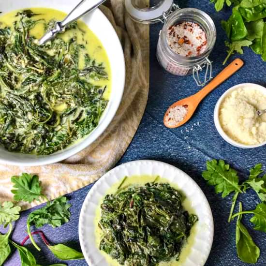 Low Carb Slow Cooker Greens Alfredo - Recipe photo by MyLifeCookbook