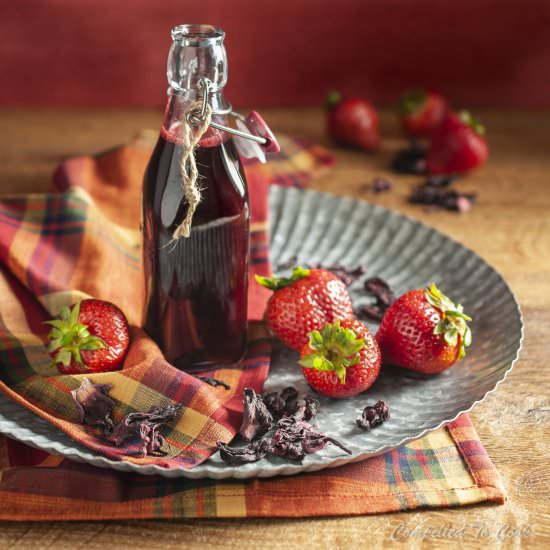 Strawberry Hibiscus Syrup - Recipe photo by Compelled To Cook